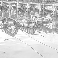 Buy canvas prints of Three Tethered Boats, Whitby. by Frank Etchells