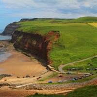 Buy canvas prints of Skinningrove cliffs by paul wheatley