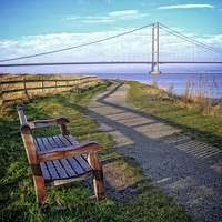 Buy canvas prints of Magnificent Views  of Barton  upon Humber Bridge by P D