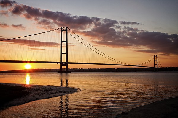  Breathtaking Sunset Over the Iconic Humber Bridge Picture Board by P D