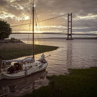 Buy canvas prints of Majestic Humber Bridge Sunset by P D