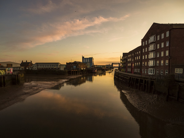 Golden Hour on River Hull Picture Board by P D