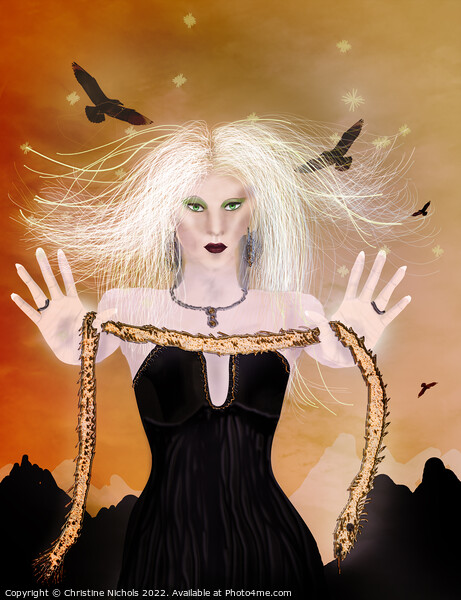 Blond Sourceress with Golden Snake Picture Board by Christine Kerioak