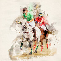 Buy canvas prints of Polo Players by Christine Kerioak