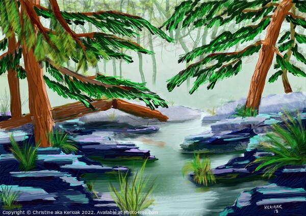 Woodland Stream Picture Board by Christine Kerioak
