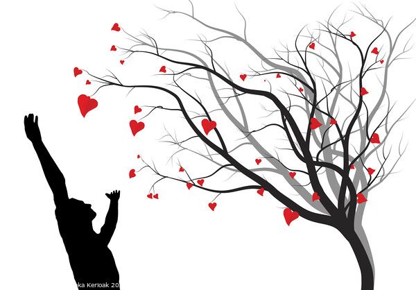 Heart Tree and Man Silhouette Picture Board by Christine Kerioak