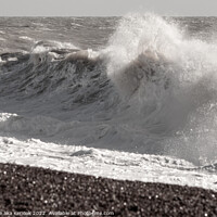 Buy canvas prints of Big Waves Coming Up The Beach by Christine Kerioak