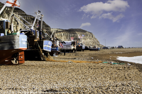 Fishing Trawlers at Hastings Picture Board by Christine Kerioak
