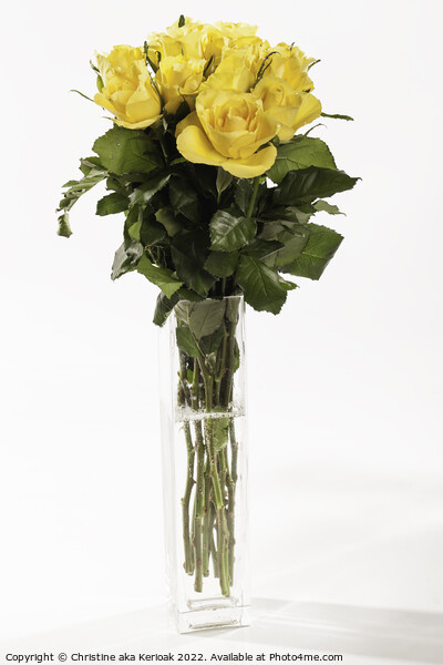 Vase of Yellow Roses Picture Board by Christine Kerioak