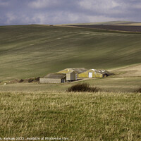 Buy canvas prints of Farm Buildings and Rolling Fields, South Downs by Christine Kerioak