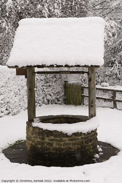Snow Covered Wishing Well Picture Board by Christine Kerioak