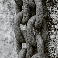 Buy canvas prints of Large Chain Hanging from Wall monochrome by Christine Kerioak