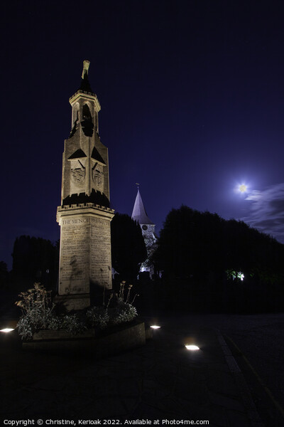 Burwash War Memorial Under A Full Moon Picture Board by Christine Kerioak