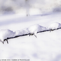 Buy canvas prints of Snow Covered Barbed Wire by Christine Kerioak