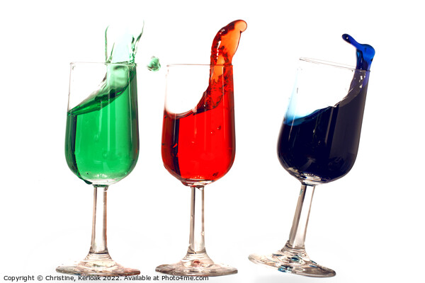 Splashing Green Red and Blue Liqueurs  Picture Board by Christine Kerioak