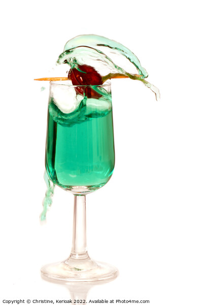 Green Liqueur Escaping From Glass Picture Board by Christine Kerioak
