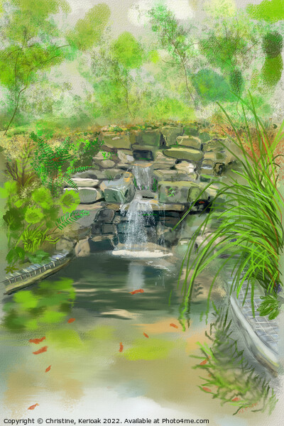 Waterfall Painting Picture Board by Christine Kerioak
