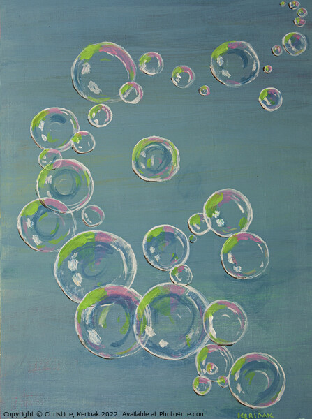Bubbles in the Sky, original painting Picture Board by Christine Kerioak