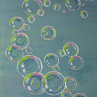 Buy canvas prints of Bubbles in the Sky, original painting by Christine Kerioak