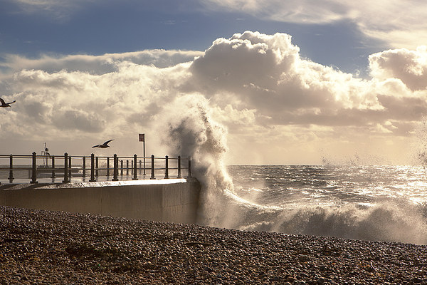 Storm Waves Splashing Over Harbour Arm, Old Town,  Picture Board by Christine Kerioak