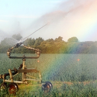 Buy canvas prints of Rainbow and Sprinkler by Andrew Steer