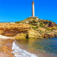 Buy canvas prints of Cabo de Palos lighthouse on La Manga, Murcia, Spai by Dragomir Nikolov