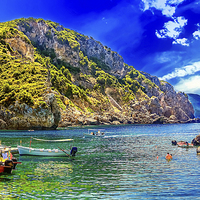Buy canvas prints of Cliffside coastline on Corfu by Dragomir Nikolov