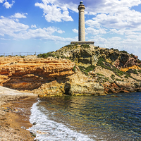 Buy canvas prints of Cabo de Palos Lighthouse on La Manga, Murcia, Spai by Dragomir Nikolov