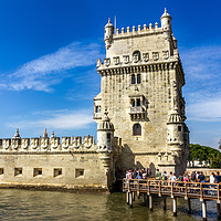 Buy canvas prints of Lisbon, Portugal at Belem Tower on the Tagus River by Dragomir Nikolov