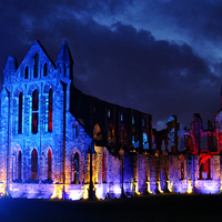 Buy canvas prints of The Illuminated Whitby Abbey by Gabriela Olteanu