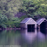 Buy canvas prints of Boathouse Llyn Dinas by Andy McGarry