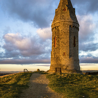 Buy canvas prints of Hartshead Pike Autumn Sunset by Andy McGarry