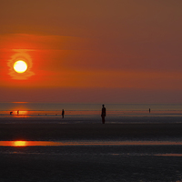 Buy canvas prints of Sunset on Crosby Beach by Andy McGarry