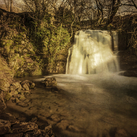 Buy canvas prints of Malham Cove - Janets Foss (Textured) by Andy McGarry