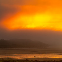 Buy canvas prints of Bamburgh Sea Fret Sunset  by Andy McGarry
