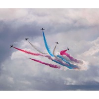 Buy canvas prints of red arrows over carrickfergus by william sharpe