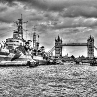 Buy canvas prints of Cloudy Tower Bridge by Andrew Stephen