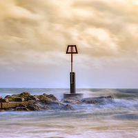 Buy canvas prints of Tranquil Boscombe Beach at Sunset by Daniel Rose