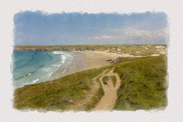 South West Coast Path to Perranporth Picture Board by Malcolm McHugh