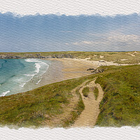Buy canvas prints of South West Coast Path to Perranporth by Malcolm McHugh