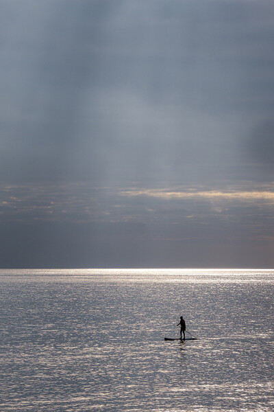 Paddleboarding Silhouette Picture Board by Malcolm McHugh