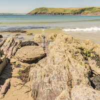 Buy canvas prints of Manorbier Bay by Malcolm McHugh