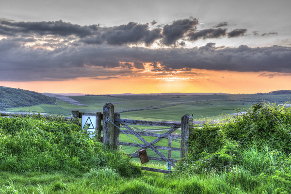 Majestic Sunset Over the South Downs Picture Board by Malcolm McHugh