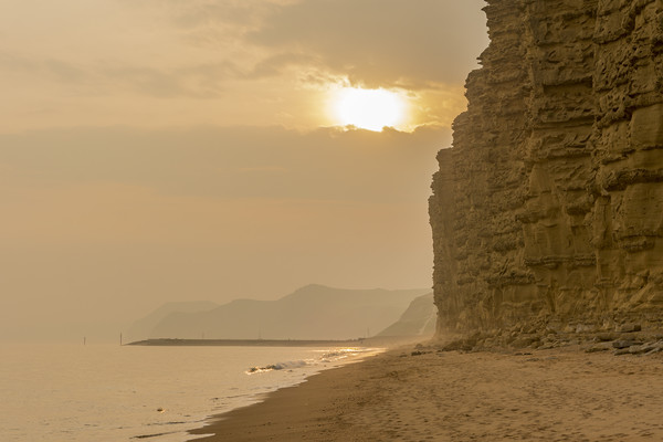 Jurassic Sunset at sultry West Bay Picture Board by Malcolm McHugh