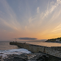 Buy canvas prints of Sunset over Porthleven Pier by Malcolm McHugh