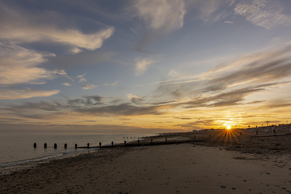 Majestic Sunset over Worthing Beach Picture Board by Malcolm McHugh