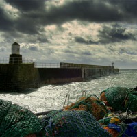 Buy canvas prints of Storm at Pittenweem Harbour by Edward Burns