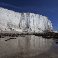 Buy canvas prints of  Chalk cliffs rising above the beach by Stephen Prosser