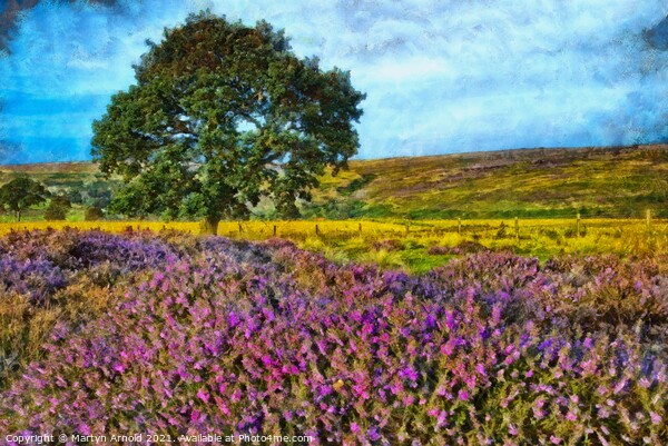 Painterly Moorland Heather Landscape Art Picture Board by Martyn Arnold