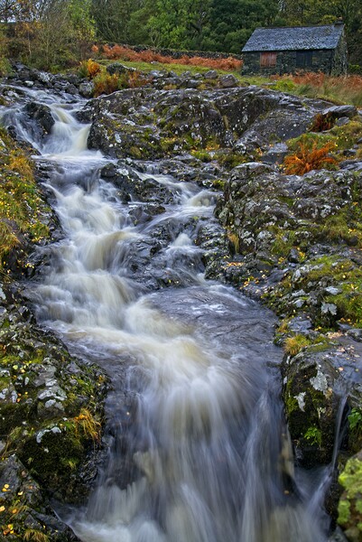Barrow Beck Waterfall from Ashness Bridge, Lake District Picture Board by Martyn Arnold